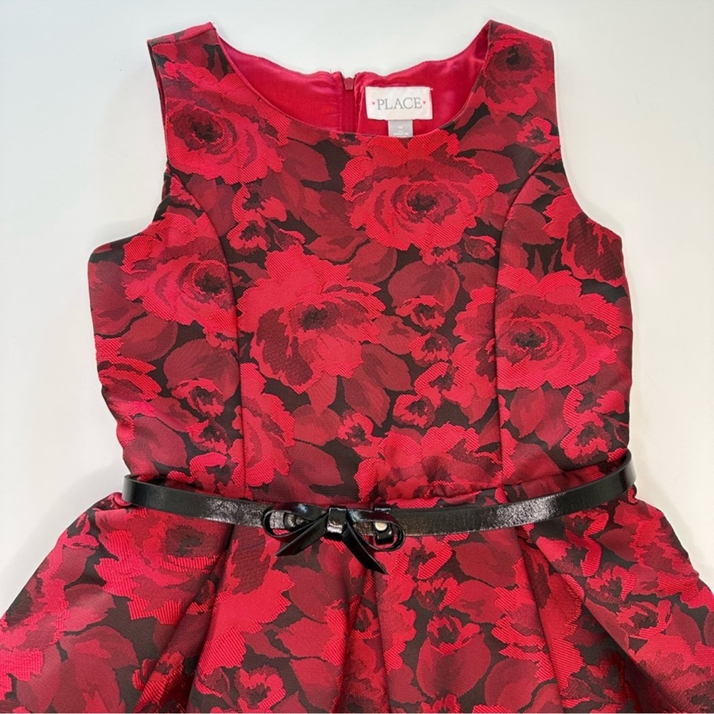 *RELISTED* The Children’s Place Red Jacquard Belted Dress Girls Size 10 - Picture 9 of 15